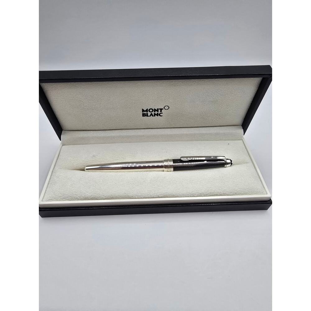 Montblanc 144 Solitaire Silver Fibre Guilloché AG925 Fountain Pen — Fine — Box